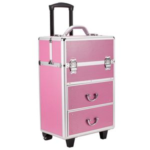 Valigetta per Cosmetici a 4 Livelli Rosa con Vassoi Estensibili e Logo Personalizzato, Chiudibile a Chiave e Resistente per Viaggi, Grande Capacità - Product Image 4