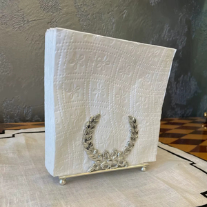 Metal <b>Napkin</b> Holder <b>Silver</b> Plated Finished Brass or Steel Construction Perfect for Kitchen Dining Table Home or Event Decor - Product Image 1