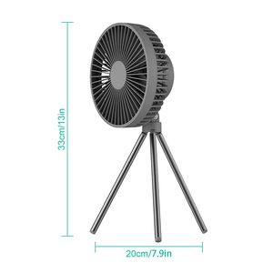 Ventilador de trípode portátil recargable a batería, plegable para camping y viajes, con gancho para colgar en tiendas de campaña y mosquetón - Product Image 2