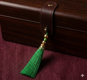 Green Decorative <b>Tassel</b> With Gold Beads <b>For</b> Wooden Box Accessory 100% Rayon Fringe - Product Image 1