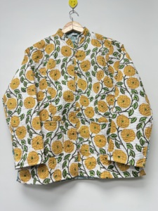 Unique Handmade Thick Cotton Quilted Jacket Women | Colorful Floral Print Women's Autumn Jacket | Reversible Eco-Friendly - Product Image 2