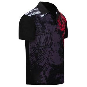 Custom Men's Premium Red Floral Printed Short Sleeve Polo Shirt Casual Breathable Polyester Fabric Men's Polo Shirt Regular Fit - Product Image 5