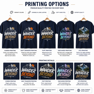 เสื้อยืดแขนสั้นสีเขียวเข้มสำหรับผู้ชาย Wander Limits คอกลม ทรงปกติ ผ้าฝ้าย 100% เป็นมิตรกับสิ่งแวดล้อม น้ำหนัก 180 กรัม พิมพ์ลายตัวอักษรด้านหน้า - Product Image 6