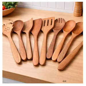 Cuchara de madera natural de alta calidad, ecológica, con mango largo, para cocinar, revolver y mezclar en la cocina. - Product Image 5