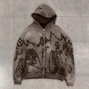 Full Front <b>Zip</b> <b>Hooded</b> Sweatshirt Printed Pattern Design Long Sleeve Casual Comfortable Outerwear Jacket - Product Image 1