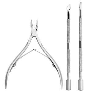 Lot de 4 repousse-cuticules professionnels durables en acier inoxydable noir, avec large ouverture de mâchoire, outil de nettoyage des ongles - Product Image 2