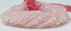 Cuentas facetadas de cuarzo rosa natural, cuentas facetadas 3D de cuarzo rosa de 5-5.5MM, cuentas de cuarzo rosa en forma de caja para la fabricación de joyería al por mayor. - Product Image 4