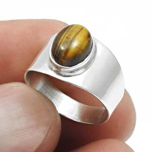 Premium Quality Genuine Oval Shaped Bezel Setting <b>Tiger</b>-<b>Eye</b> Gemstone <b>Ring</b> Bahamian Style Fine Quality Unisex Design <b>Ring</b> - Product Image 4