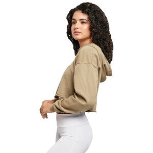 Wholesale Rate New Design Winter Warm Women's Lined Front Logo 100% Cotton <b>Fleece</b> Crop <b>Top</b> Hoodie Factory Outlet Regular Size - Product Image 4