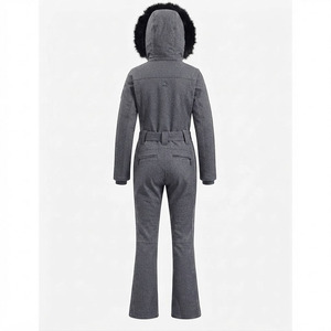 Combinaison de ski unisexe respirante en polyester imperméable et coupe-vent avec capuche en fourrure et ceinture, combinaison d'hiver pour activités de plein air - Product Image 2