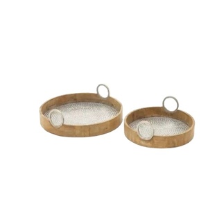 Bandejas de servicio clásicas, Juego de 2 utensilios de cocina para el hogar, Hotel, restaurante, bandeja para servir té y café, suministros de Hotel de forma redonda - Product Image 1