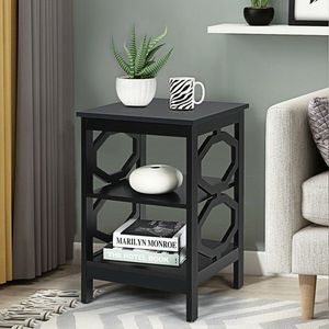 Comodino Rustico Moderno a 3 Ripiani, Tavolino Laterale per Divano, per Camera da Letto di Villa - Product Image 6