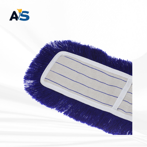 A&S Durable 5x24 Blue Dust <b>Mop</b> Cotton Thread Cut-End Design Blue Fringe Backing Self-Wringer Aluminum Pole Reusable Multi-Floor - Product Image 4