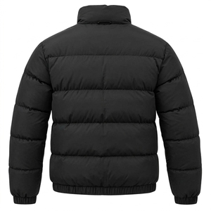 Chaqueta acolchada negra para hombre, con cuello alto, cierre de cremallera, abrigo de invierno cálido, informal, para exteriores, estilo urbano, etiqueta privada personalizada - Product Image 2