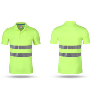 Polo de sécurité en polyester personnalisé, jaune et bleu fluorescent, réfléchissant, haute visibilité pour le travail - Product Image 6