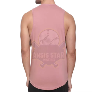 Débardeur rose sans manches pour homme, col rond, tricoté, imprimé, décontracté, respirant, en polyester - Product Image 2