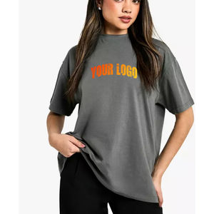 Camisetas de Algodón 100% de Alta Calidad al por Mayor para Mujer, Tallas Grandes, con Logotipo Personalizado con Impresión Puff, Ecológicas, Transpirables, de Secado Rápido, para Verano - Product Image 1