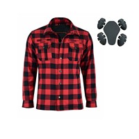 Chemise de moto blindée de niveau 2 personnalisée, rouge et noire, résistante à l'abrasion, en flanelle, doublée en aramide, pour les États-Unis