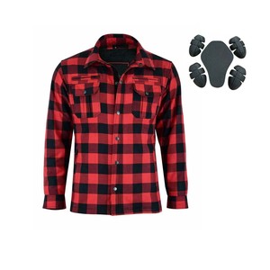 Camisa de motociclista personalizada de nivel 2, blindada y protectora, roja y negra, resistente a la abrasión, forrada con franela de aramida, para EE. UU. - Product Image 5