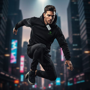 Sweat à capuche noir personnalisé avec logo, en molleton de coton, style streetwear décontracté, OEM ODM, sweats à capuche et sweat-shirts pour hommes - Product Image 6