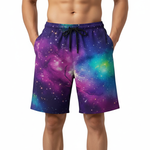 Men's Galaxy Print Quick Dry Board <b>Shorts</b> Drawstring Mid Waist Casual Swimwear with Pockets - Product Image 4