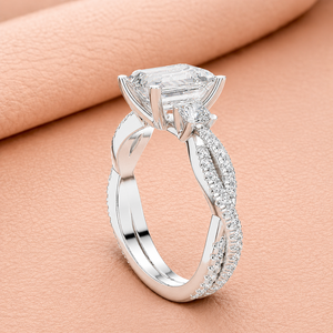 Anillo de Compromiso con Diamante Corte Esmeralda, Oro Blanco, Diamante Natural, Joyería Clásica para Mujer, Certificado IGI - Product Image 3