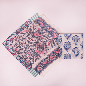 Foulard 100% Coton Respirant Imprimé au Bloc, Bandana Fait Main en Inde, Cache-Visage d'Été, Écharpe Ceinture, Accessoire de Sac à Main - Product Image 3