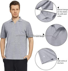Jersey sólido con cuello en V para hombre para camisas de manga corta ligero de negocios con cuello rendimiento Golf para hombres - Product Image 4