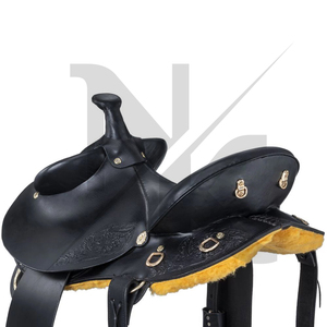 Silla de montar profesional australiana de cuero genuino premium para doma clásica con asiento profundo, cavales ajustables y armazón de madera para senderismo. - Product Image 6