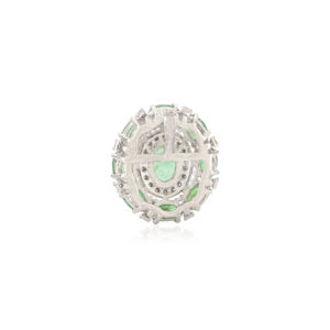 Hermoso Collar con Colgante de Esmeralda Verde Ovalada en Plata de Ley con Halo, para Mujer, Joyería Fina al por Mayor - Product Image 6