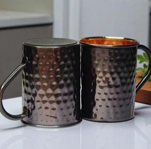 Taza Moscow Mule de Cobre con Diseño Martillado, Acabado Negro Antiguo, Asa Metálica, Estilo Vintage, Vajilla para el Hogar - Product Image 5