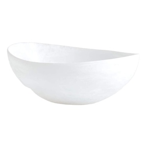 Bol de service asymétrique en céramique blanche, design minimaliste poli, plat de service alimentaire - Product Image 1