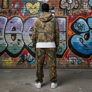 Ensemble de survêtement à capuche pour homme BRAND avec fermeture éclair intégrale et poches, style streetwear, tenue décontractée d'automne, 100 % polyester et prix bas - Product Image 2