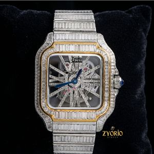 Reloj de Lujo para Hombre con Incrustaciones de Moissanita Baguette, Diseño Esqueleto Cuadrado, Personalizado en Acero Inoxidable de Dos Tonos, Cristal de Zafiro, Automático - Product Image 1