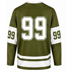 Ensemble de hockey sur glace sublimé vert olive pour hommes, maillot et short en polyester rayé, vêtements de sport d'équipe, tenue d'entraînement - Product Image 5