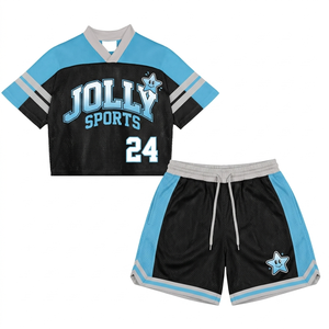 Mens 180 GSM mesh short <b>set</b> black sky blue panels custom sublimation heat transfer tackle twill uniform short <b>set</b> for men's - Product Image 1