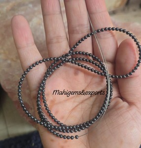 Collier de perles rondes polies en moissanite grise de 2,15 mm pour la fabrication de bijoux en diamant - Product Image 4