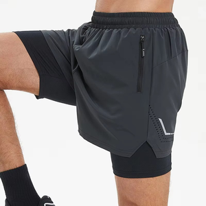 Shorts de sport d'été pour hommes, séchage rapide, loisirs en plein air, course à pied, fitness, shorts de basketball double couche avec doublure - Product Image 4