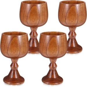 Juego de Copas de Vino de Madera Hechas a Mano, Copas de Madera Natural Reutilizables, Juego de Regalo Ecológico para Bar - Product Image 1