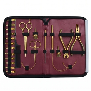 Kit d'outils d'installation d'extensions capillaires avec pinces à micro-anneaux, aiguille courbée pour la séparation des mèches, pinces de sectionnement et peigne à queue - Product Image 1