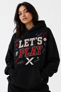 Sudadera con Capucha Negra Extra Grande para Mujer, Otoño-Invierno, 200g, Bordado Chenille, Felpa Premium, OEM, Personalizada - Product Image 2