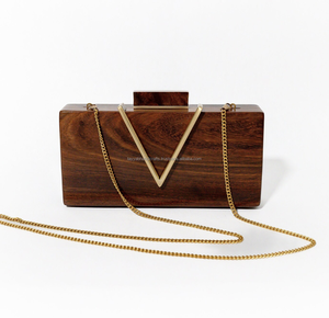 Pochettes en bois vintage de créateur doublure en acrylique sac de fête à fermeture éclair ouverte à la mode pour les mariages soirées sacs de soirée pochette - Product Image 4