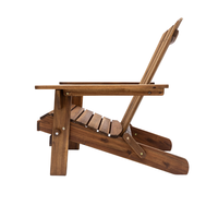 Silla Adirondack de Madera de Acacia para Exteriores, Resistente a la Intemperie, Color Natural, con Portavasos, para Jardín, Cafetería, Salón, Patio, Playa, Balcón