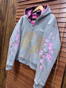 Reversible Fleece Solid Knitted Gray Men's <b>Hooded</b> <b>Zip</b>-Up Breathable Winter Sweatshirt - Product Image 3