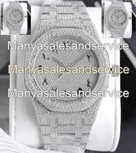 Reloj Clásico con Diamantes Moissanite en Tono Blanco, Estilo Hip Hop, Totalmente Cubierto de Piedras, Movimiento Automático VVS, Cristal de Acero Inoxidable de Lujo - Product Image 4