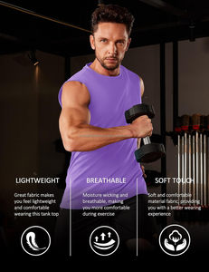 <b>Men's</b> Cotton <b>Tank</b> <b>Top</b> Breathable Knitted <b>Gym</b> Workout Shirt Moisture Wicking Lightweight Summer Casual Sleeveless Size - Product Image 3