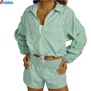 Conjunto de Pantalones Cortos y Chaqueta con Capucha para Mujer, Transpirable, Cortavientos, Tallas Grandes, Moda Primavera Verano, 2 Piezas - Product Image 6