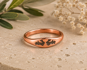 Bague Éternité Lapin en Argent 925 Plaqué avec Pierre Naturelle, Gravée, Bijou Animal Minimaliste, Cadeau pour Femme - Product Image 3