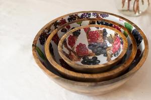 Tazón para servir ensaladas de madera ecológica de lujo moderno y personalizado con impresión en esmalte para fiestas, hogar, hotel y restaurante. - Product Image 4