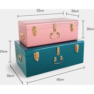 Ensemble de boîtes de rangement rectangulaires en métal doré, 2 couches empilables avec couvercle à charnières pour articles divers, design moderne - Product Image 6